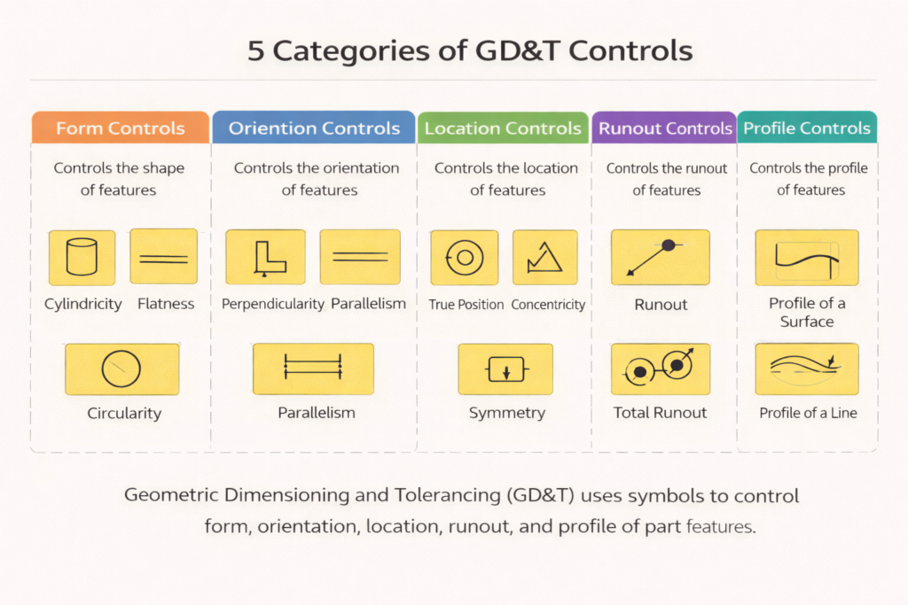 5 Categories of GD&T Controls | ASME Y14.5 | ISO 1101 | MMC