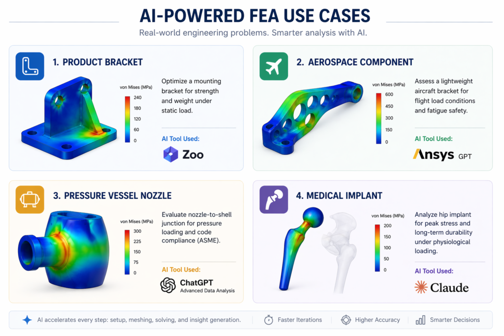 AI structural analysis FEA real-world applications aerospace product design pressure vessel medical device 2026