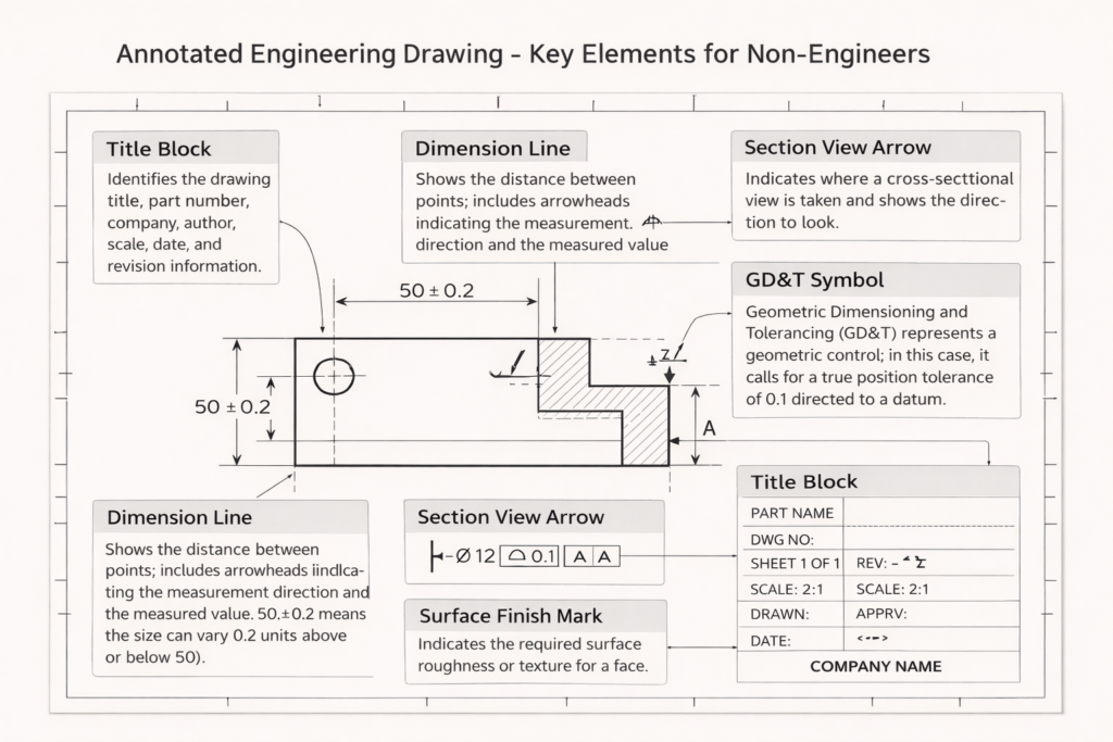 engineering drawing explained for beginners | how to read technical drawing | engineering blueprint parts labelled
