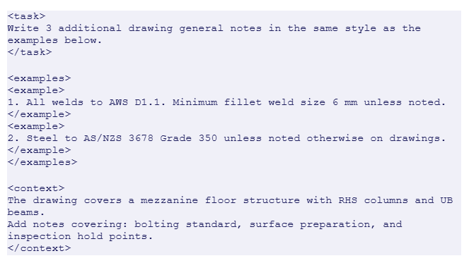 Example tags of prompt code in claude ai