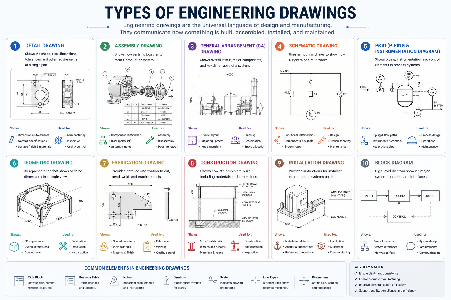 The Most Common Types of Engineering Drawings (And What Each One Is Actually For)