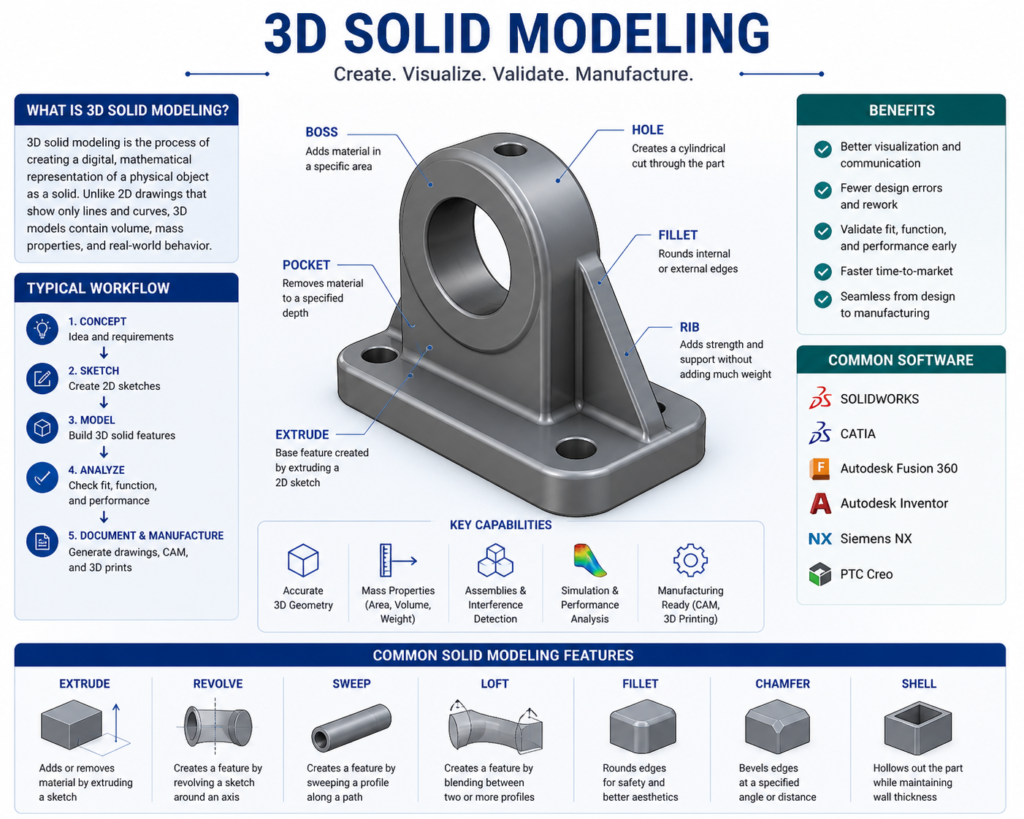 3d solid modeling in engineering cad deisgn